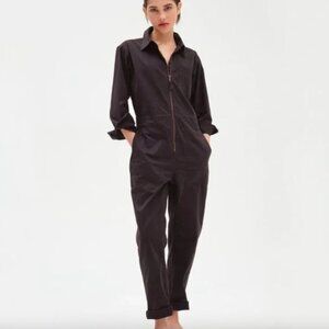 Alex Mill Judd zipfront long sleeve jumpsuit Washed Black Medium